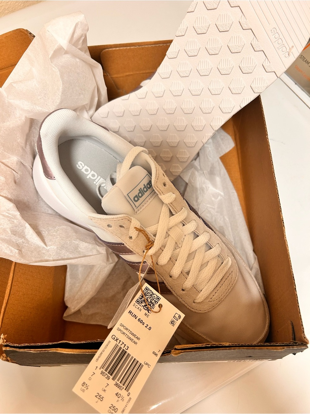 adidas Women’s Sneakers in Beige with Brown Stripes